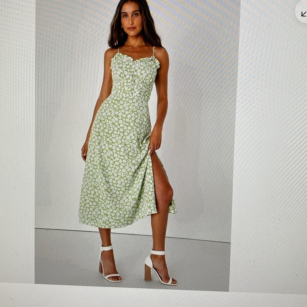 Lulus Floral Green Boho Dainty sundress size XL